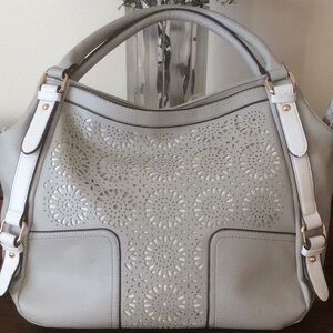 Gussaci Grey And White Shoulder Bag